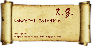 Kohári Zoltán névjegykártya